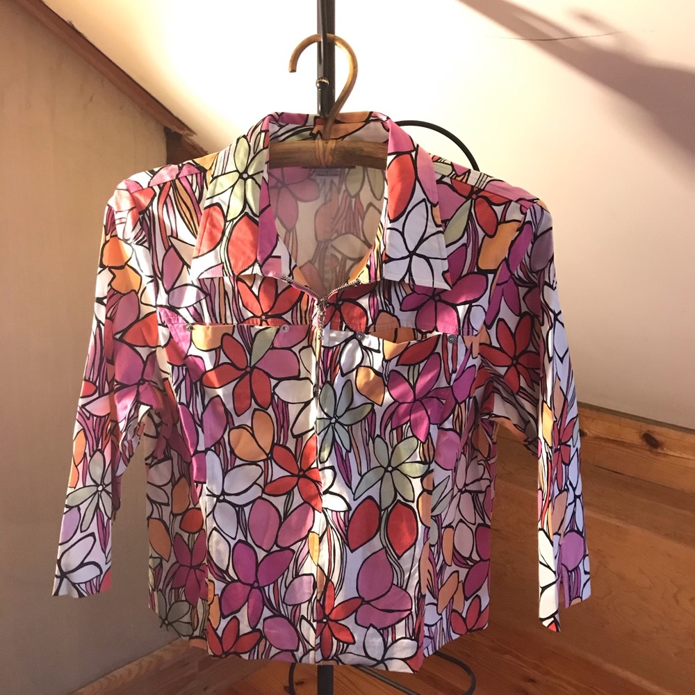 Ann Trinity Floral Zip Up Jacket, EUC, L